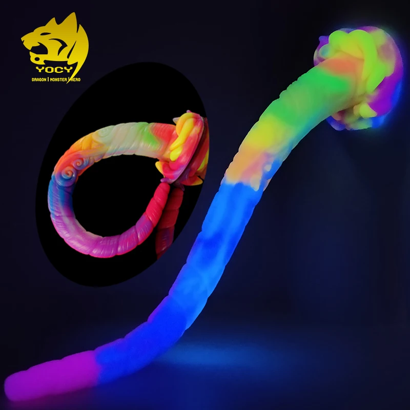YOCY Wholesale 16.9Inch Long Butt Plug Unicorn Fantasy Luminous Dildo Soft  Silicon Anal Plug for Men Women