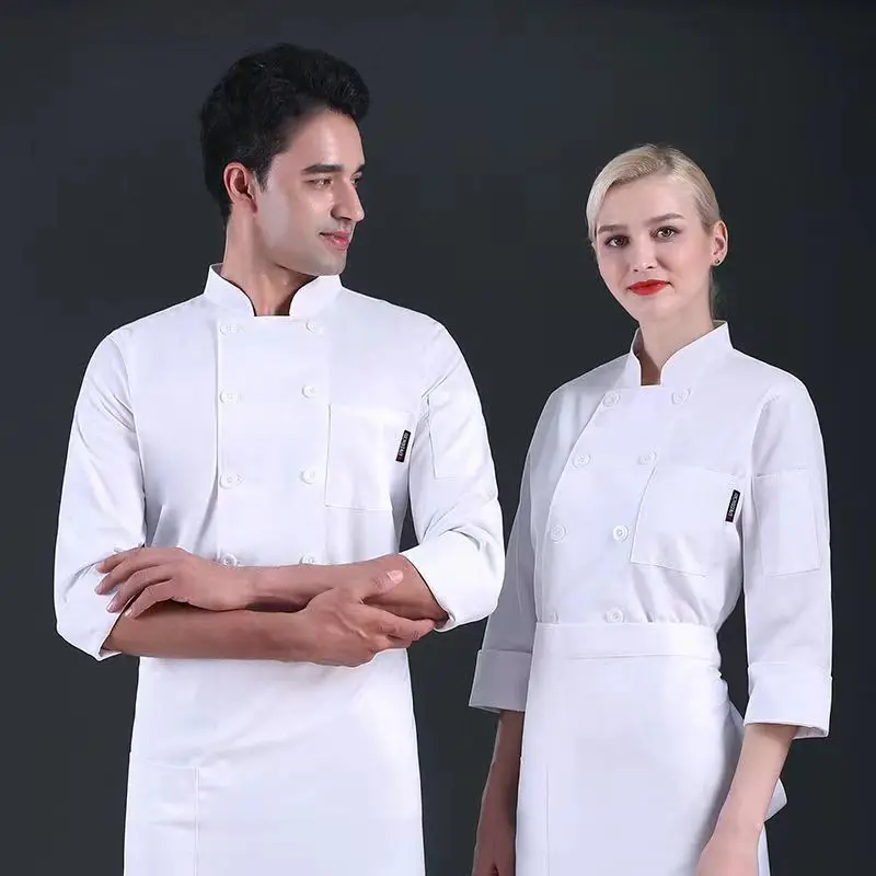 Custom Unisex Solid Color Chef Jacket Men's Chef Coat Hotel Restaurant Kitchen Chef Uniform Cook Wor