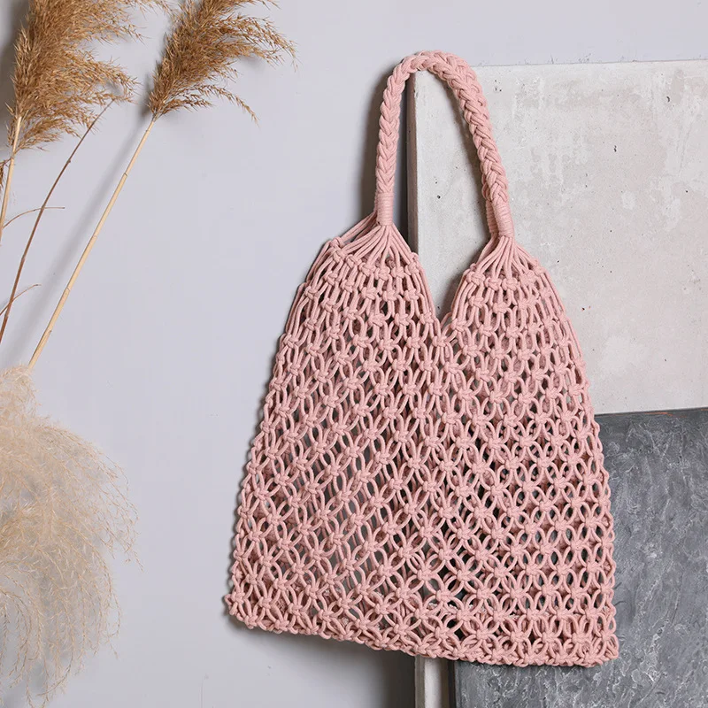 Mabula Brand Large Cotton Crochet Fish Net Tote Shopper Handbag Hollow  Travel Beach Shoulder Purse Summer Woven Square Hobo Bag - Top-handle Bags  - AliExpress