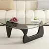 Transparent Glass + black solid wood legs