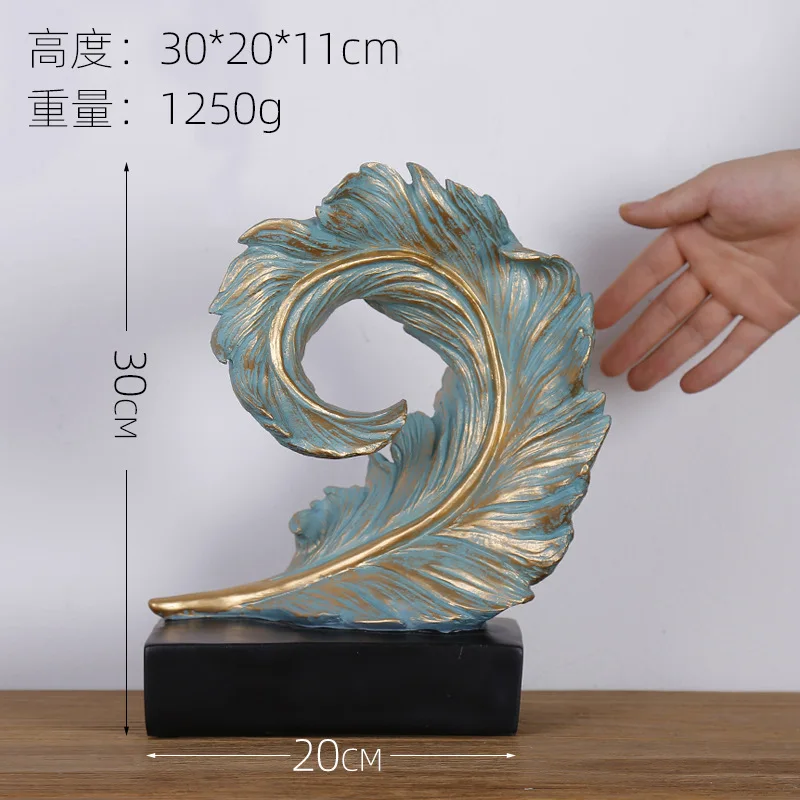 European style TV wine cabinet decoration light luxury resin feather home decoration