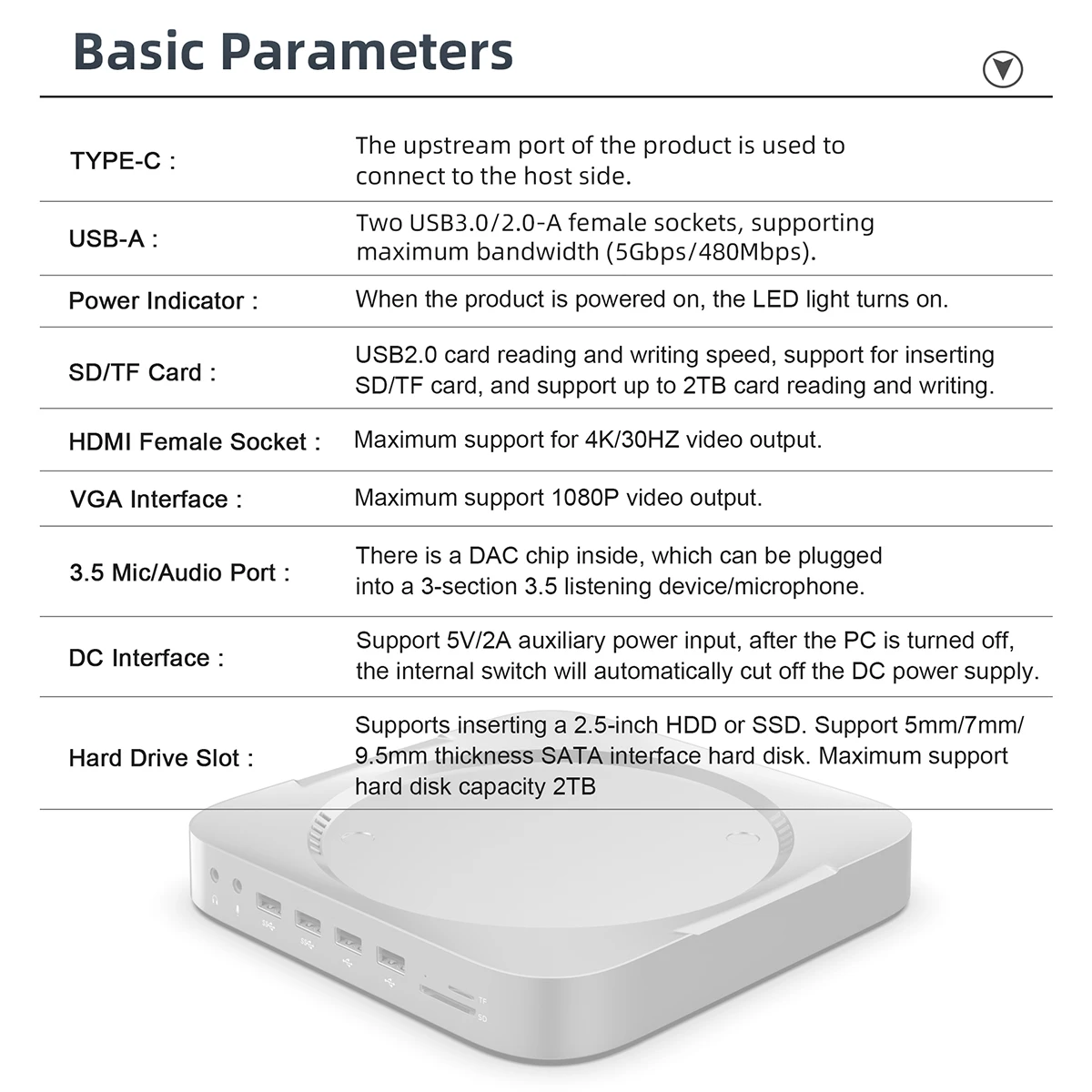 12 in 1 Mac Mini Dock with Hard Drive Enclosure HDMI VGA Type-C Stand Hub for Mac Mini M1
