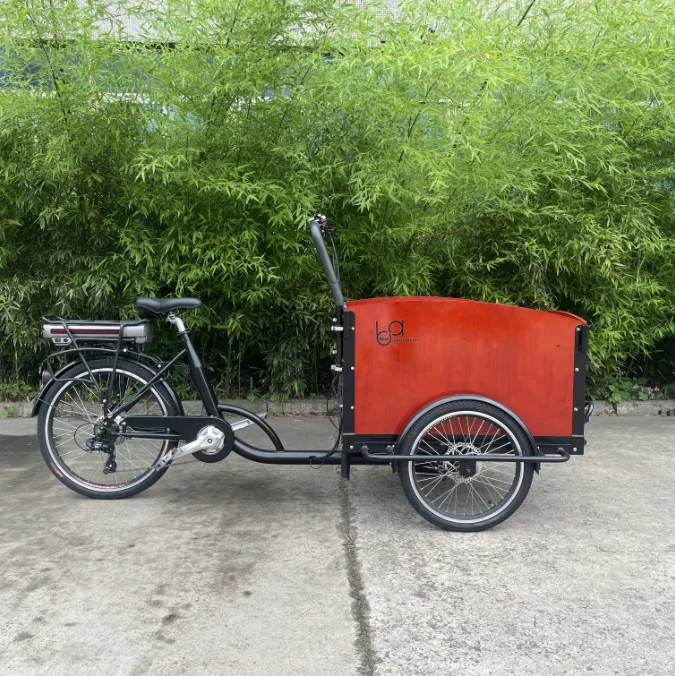 Child seat front loading three wheel electric cargo bike e cargo bike  for loading kids