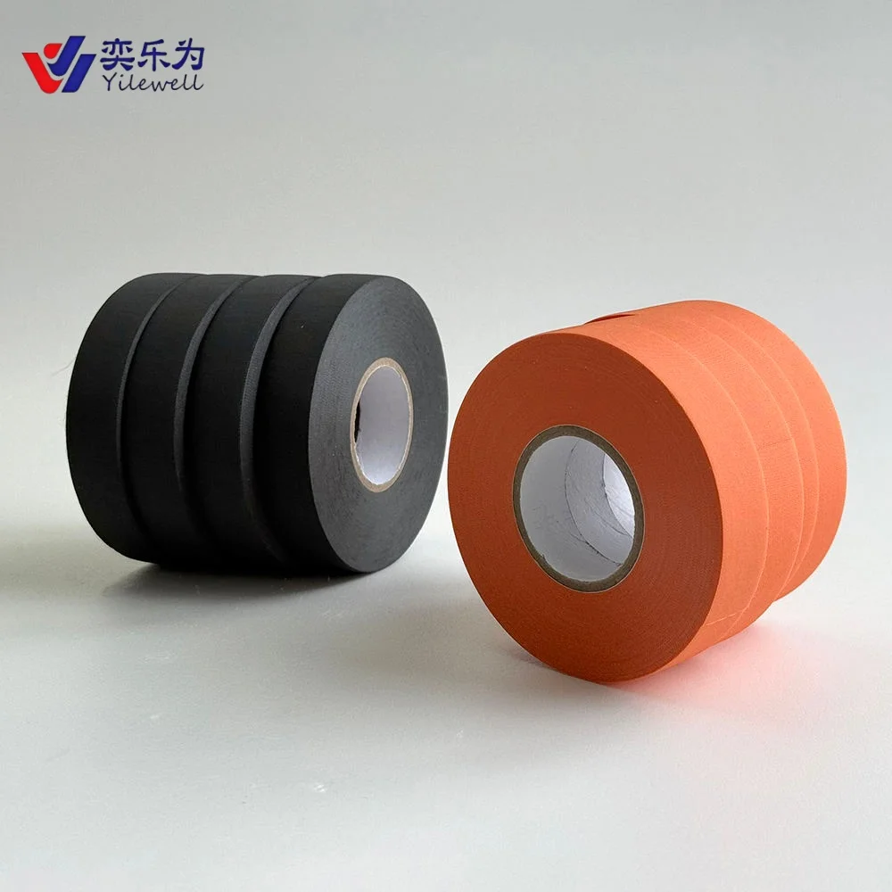 Wear Resistant High Heat Adhesive Sticker-Single Sided Cloth Masking Tape Black & Orange for Automotive Use