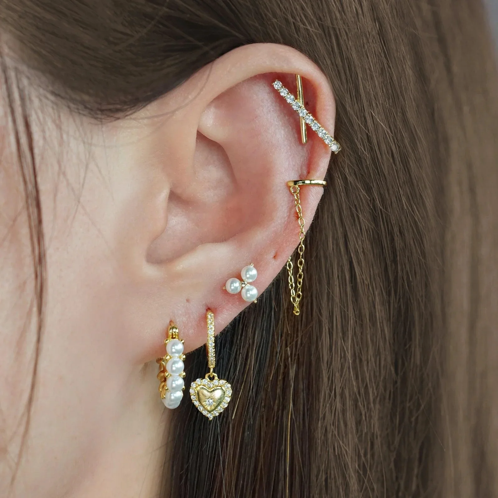 Elegant French Style Pearl Hoop Earrings