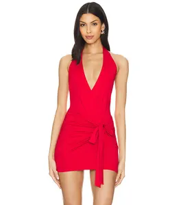 Custom Halter V Neck Sexy Bodycon Mini Dress Ladies' Club Party Dress