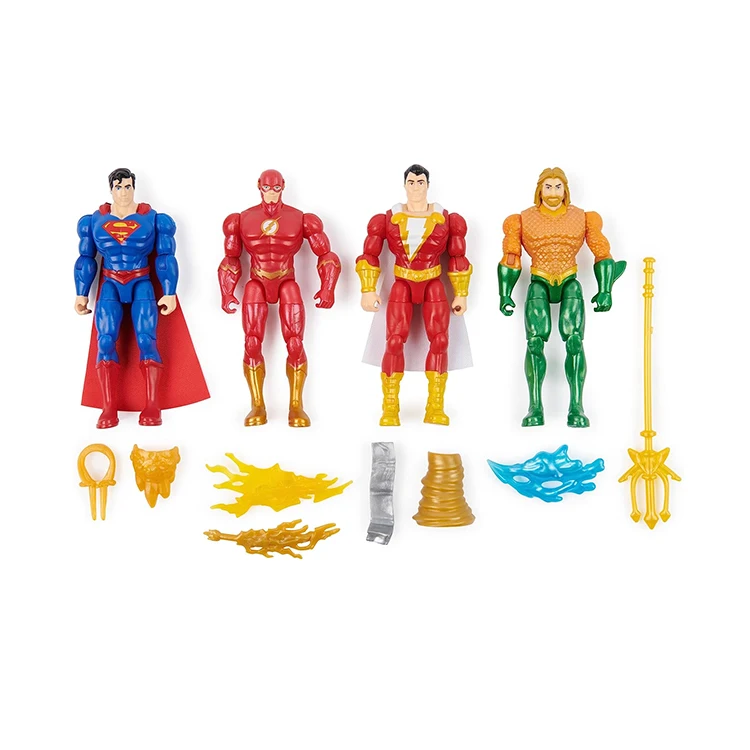 Customized Toy Four Sets for Kids Action Figure  Flash Aqua-man Sports Action Figures Anime Figures