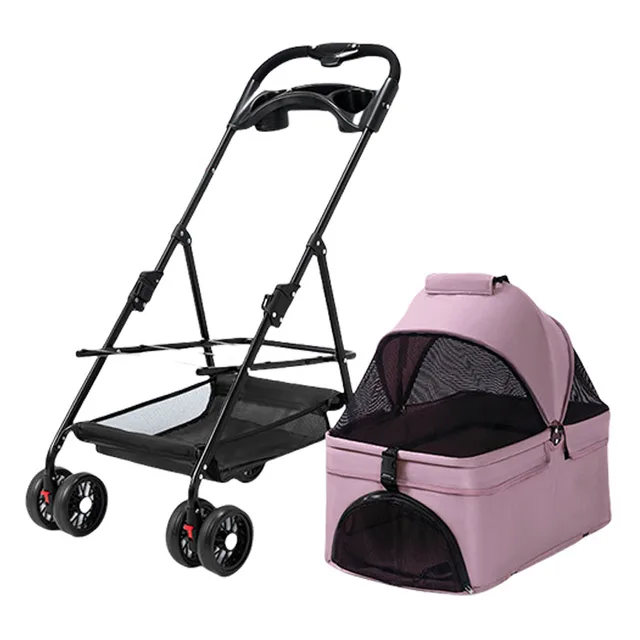Hot Sale Collapsible Trolley 2 In 1 Dog Stroller Luxury 4 Wheels Pet Dog Stroller