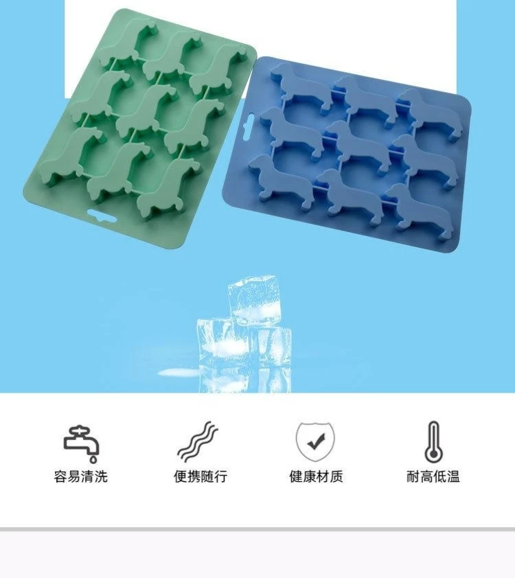 Wholesale Ice Cube Tray for Drink Ice Maker Candy Chocolate and Biscuit Fondant Baking Mold Dog Shaped Silicone Ice Cube Mold