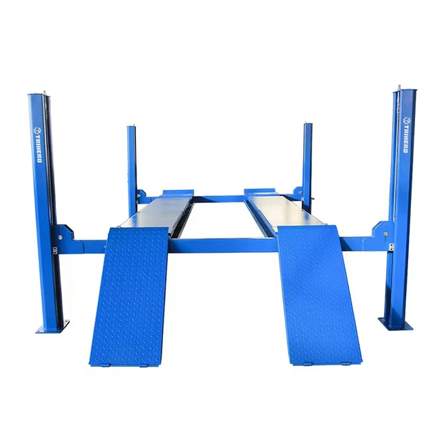 Four Post Car lift Wheel alignment lifting machine with Roll Jack 4 post car lift