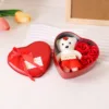 Caja de hierro en forma de corazón (3 flores + oso) roja