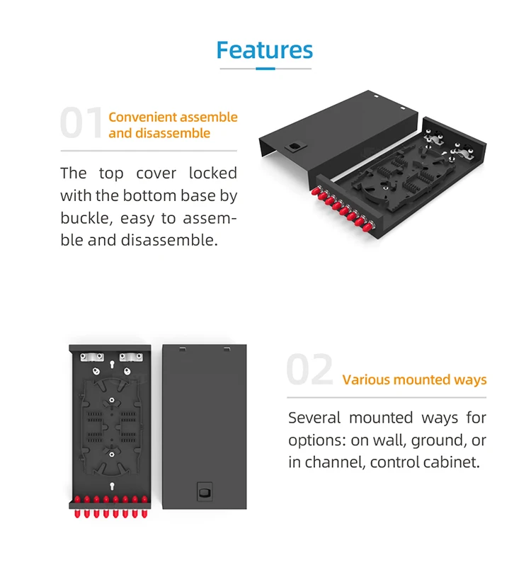 Widely applied 8 ports Universal pigtail 8 cores fiber FC adapter optical terminal box