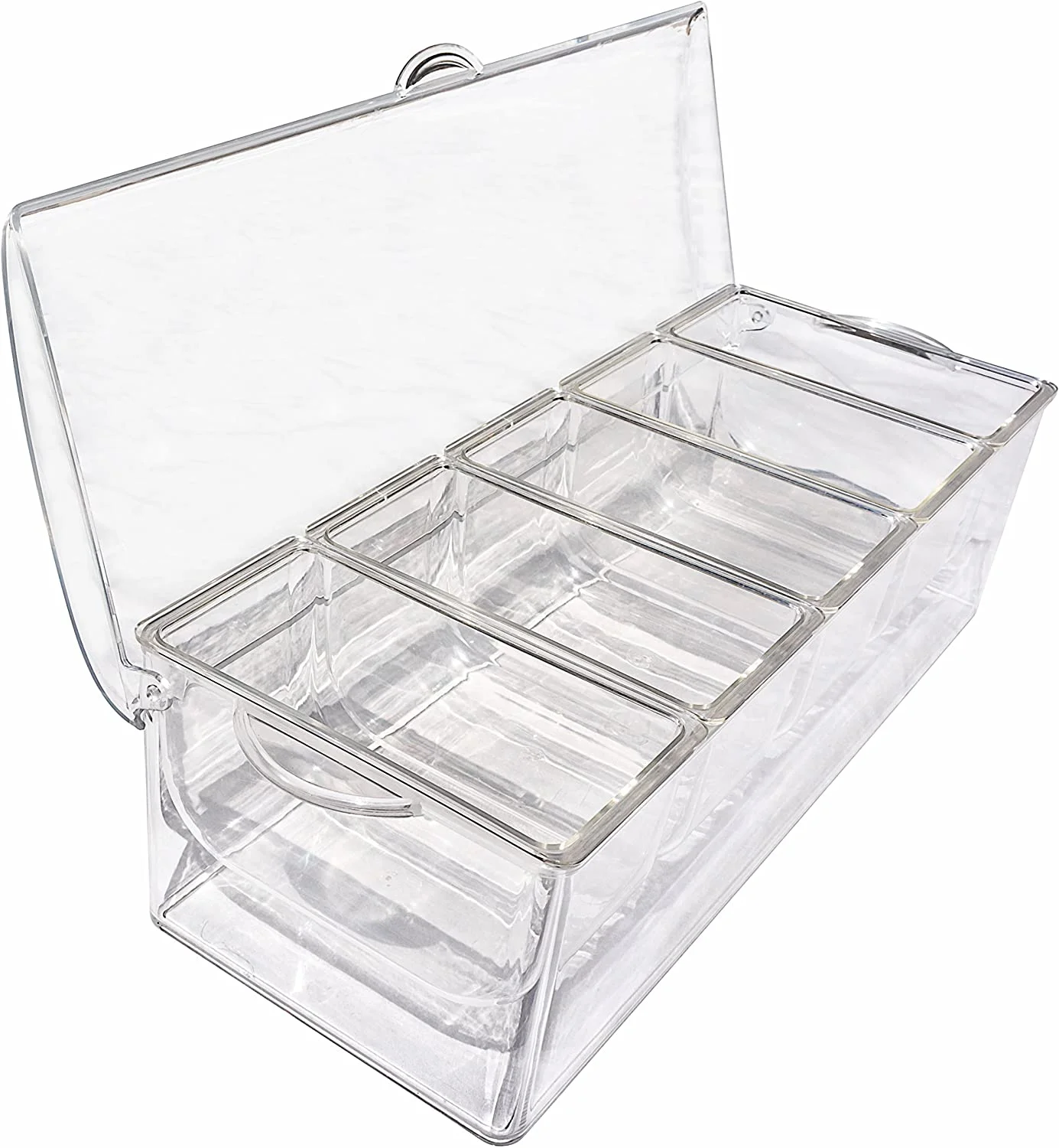 Large Clear Condiment Server Organizer On Ice With Containers And