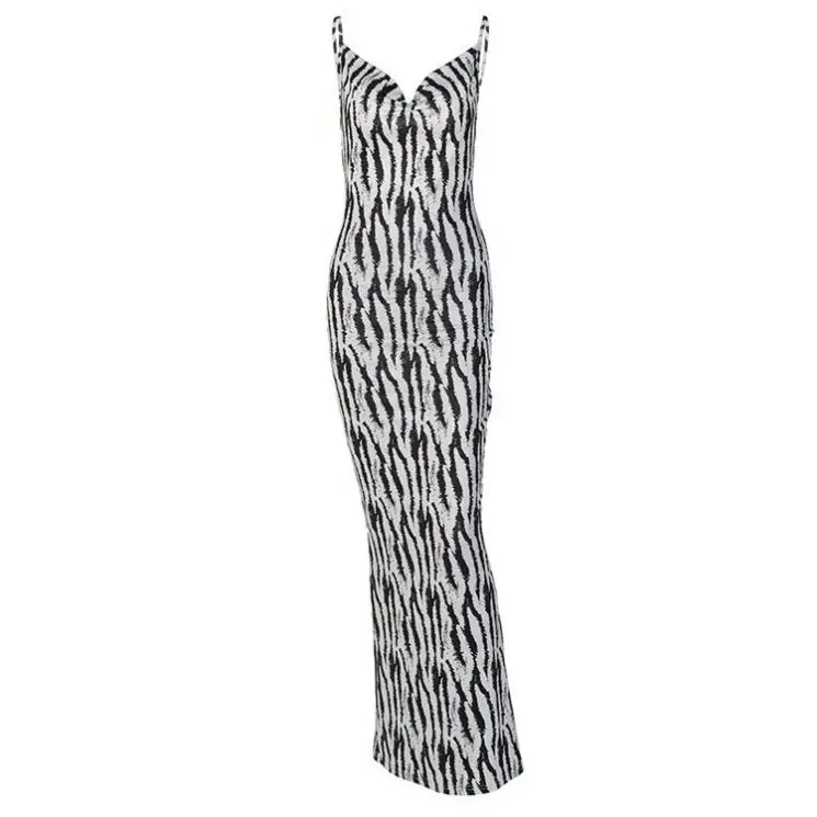 Backless Zebra Print Maxi Dress For Parties & Events In Stock Backless Zebra Print Maxi Dress For Parties & Events In Stock