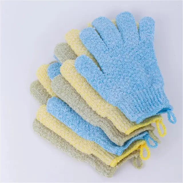 Pet Bath Glove gants exfoliant de bain soie For Bathing With Soap Soft Body Custom Pattern Five Fingers Baby Jacquard Bath Mitt
