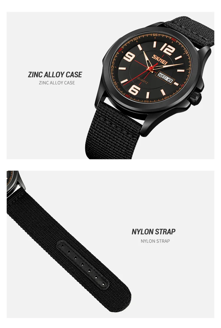 Мужские кварцевые часы с нейлоновым ремешком, 9315