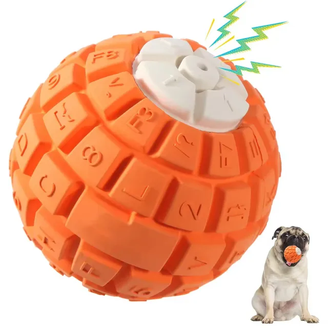 Uniperor New design Indestructible Dog Toys Rubber Squeaky Dog Chew Toys Keyboard Dog Balls Durable Tough Teething Cleaning Toys