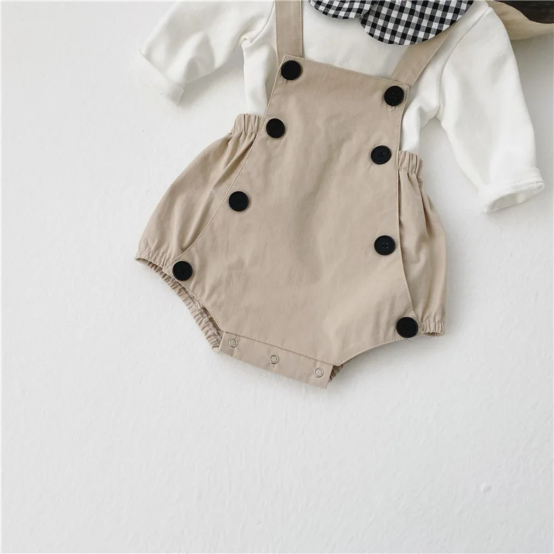 Q2-baby 5026 Toddler Shirt Suspender Trousers Baby Two Piece Cotton Longsleeves Sets