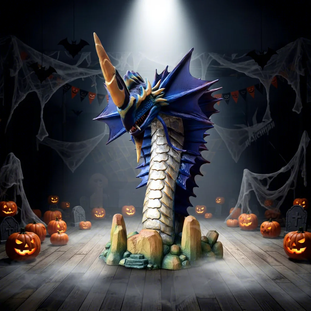 Life Size Realistic Animatronic Dragon Head Sensor Motor Mechanical Flying Dragon Statue for Halloween Theme Park