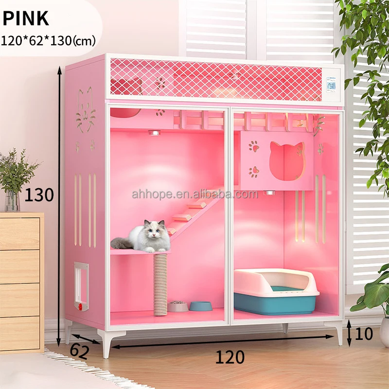 Hot Sale Luxury Solid Wood Cat Villa Nest Bed Wooden Pet Cage Cat Showcase Cattery Cat House For