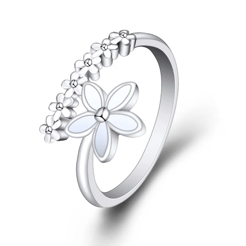 Simple Fashion Flower Index Finger Ring Resizable Opening Rings Student Jewelry Wholesale