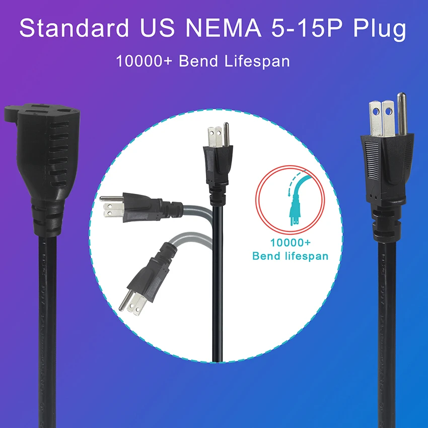 3Ft 14 Awg 1 Splitter Nema Ne Branch Y Power 515P To 515R 3 Prong 3-Outlet Extension Cord 13