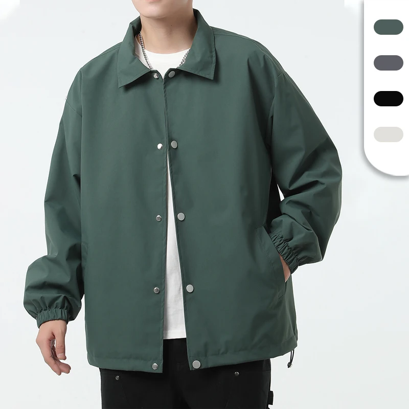 Drop Shipping Custom Brand Unisex Plus Size Low MOQ Windbreaker Spring Jacket Loose Design Plain Jackets men_voghion.com