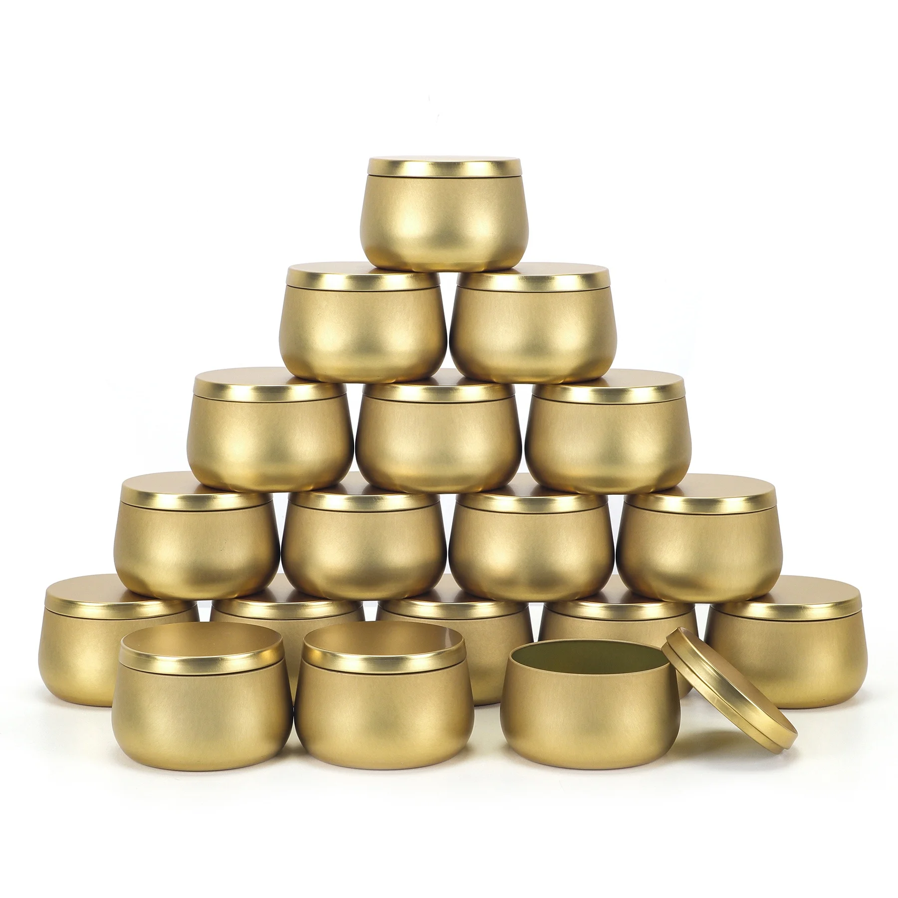 Barattoli in latta tondi senza saldatura con coperchio a scorrimento color oro rosa | Packaging per candele | Tinware Direct