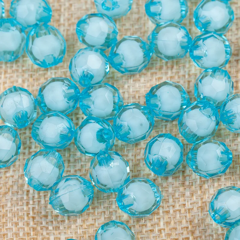 10 Grandi Perline Rotonde Da 14 Mm In Resina Acrilica Blu - Foto 6