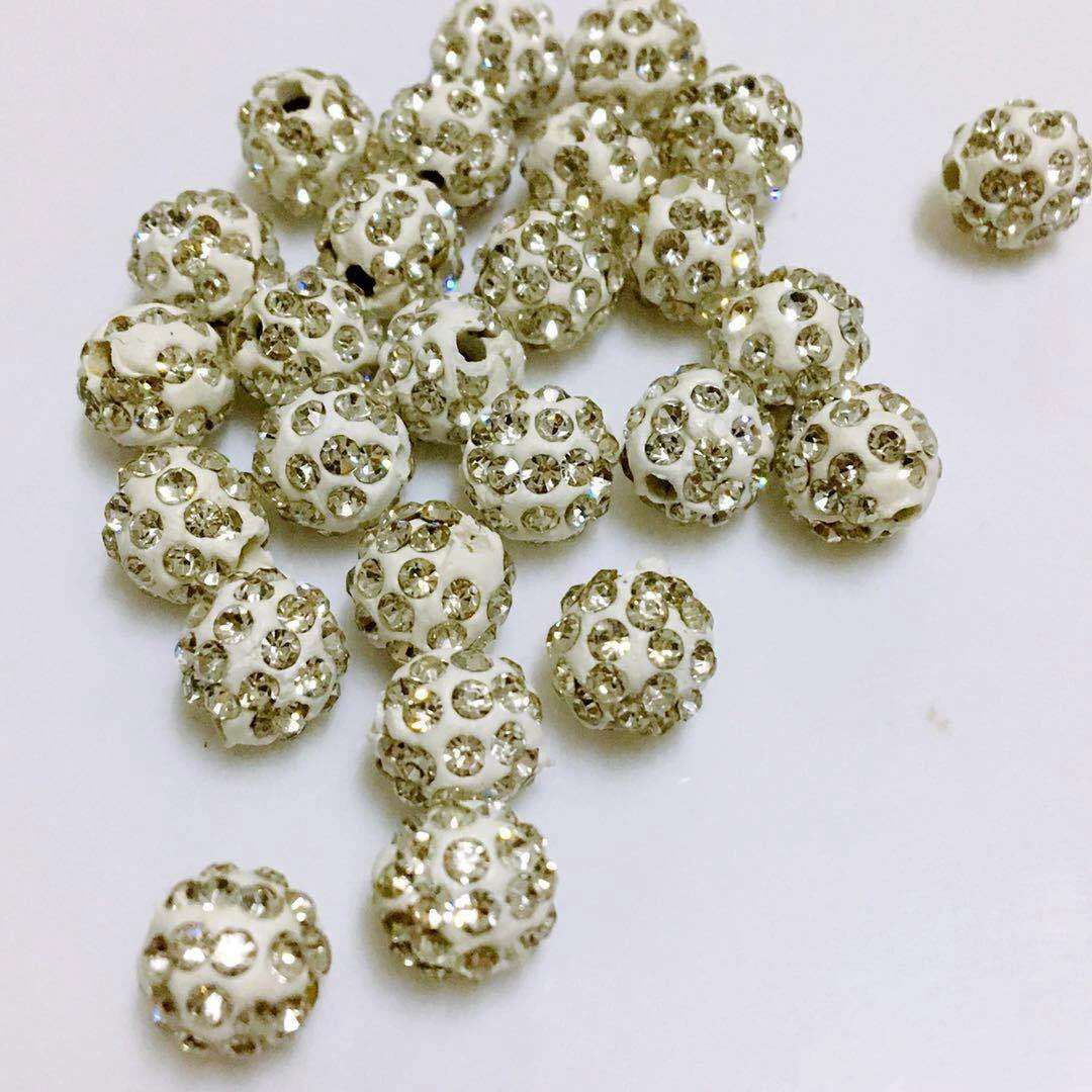 100pcs 10mm Rhinestone Clay Beads Clay Pave Disco Ball Clay Beads