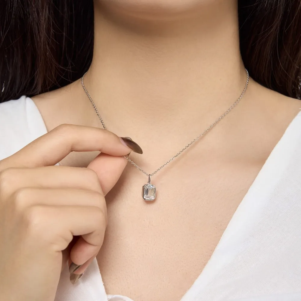 KAKODIY Fine Design Fine Jewelry 925 Sterling Silver Solitaire 3ct 5A Cubic Zirconia Baguette Pendant Necklace for Everyday Wear detail 2