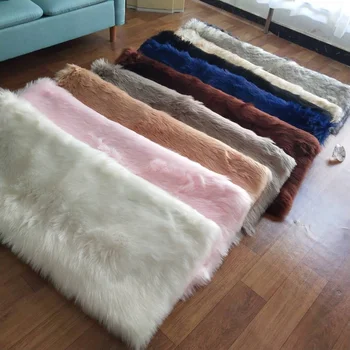 Rectangle Shape Artificial Fur Carpet Large Faux Sheepskin Fur Area Rugs Soft Faux White Rug