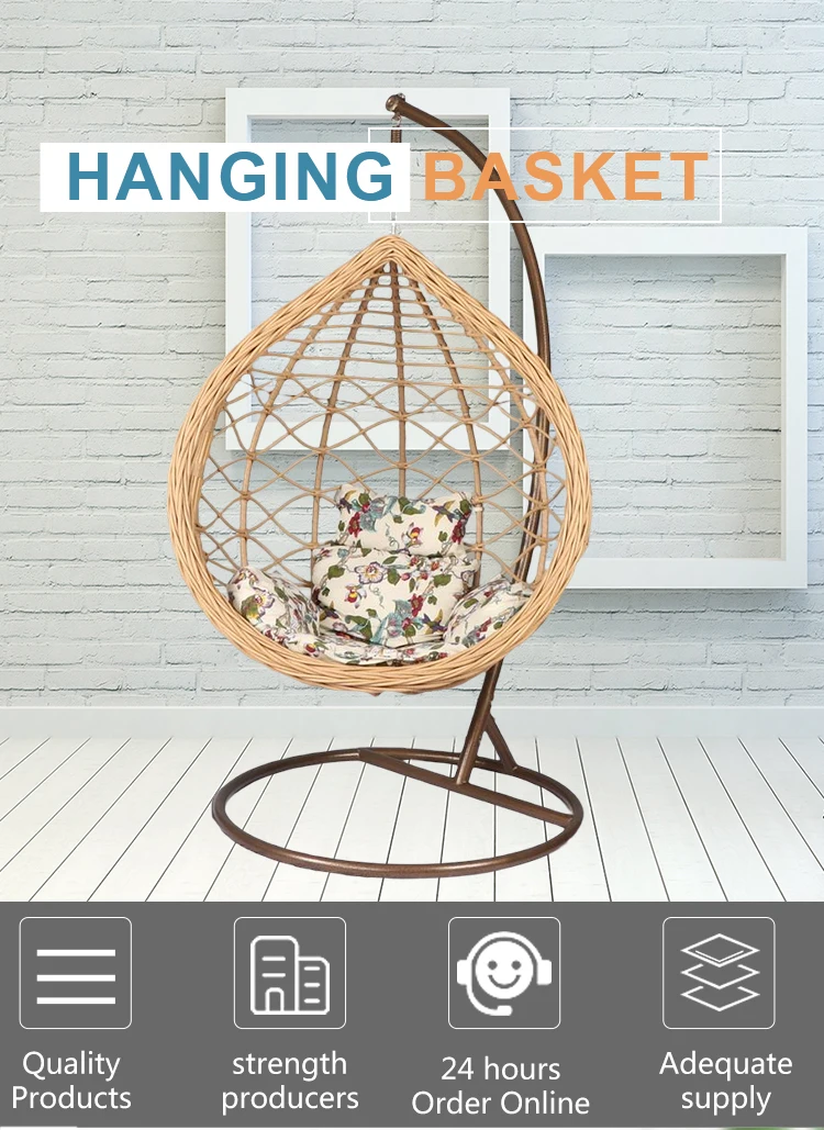 Modern Rattan Hanging Egg Chair With Stand Patio Swings Rocking Basket