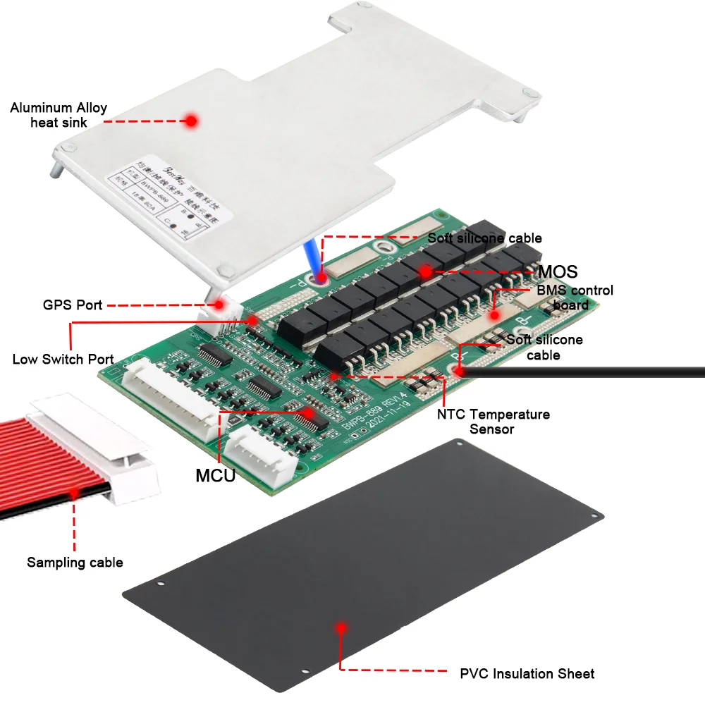 20S 72V 45A BMS PCB Board – Mit Balancer Für Li- Produktbild-Vorschau 3