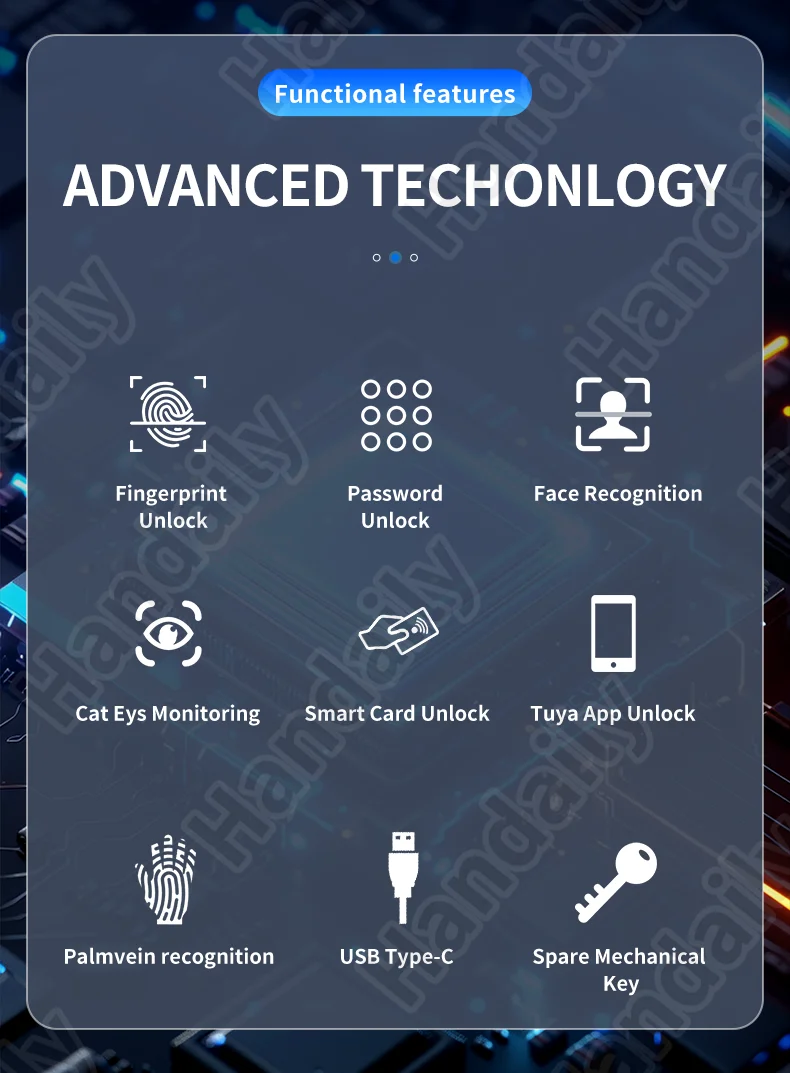 fechadura digital security lock 3d face recgonistion palm vein tuya wifi smart door lock with intercom camera and fingerprint v80-2