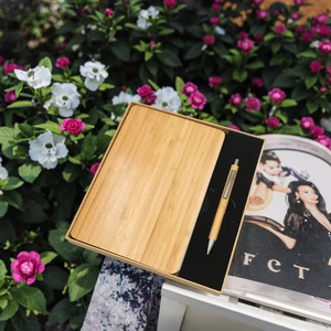 Hot Selling Custom Fashion A5 Bamboo Notebook Diary Journal Writing Set Eco-Friendly Business Gift