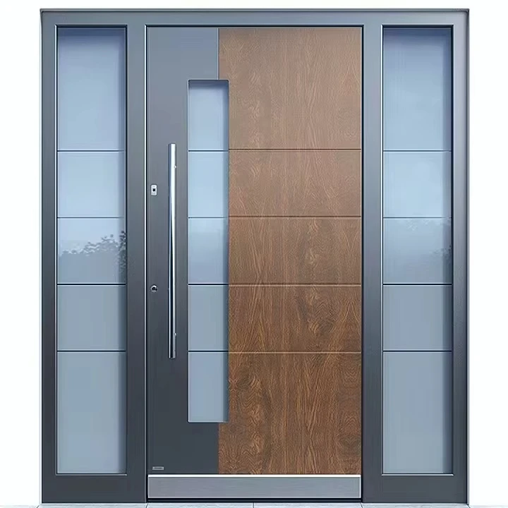 Modern Design Villas Black Profile Aluminum Frame Front Entry Pivoting Doors For Houses