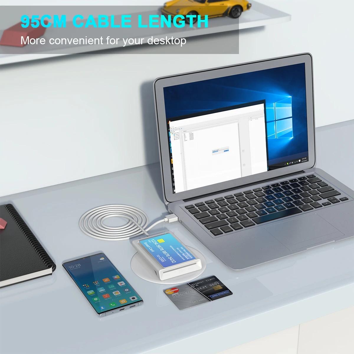 Potable NFC Card Reader Writer USB 2.0 CAC ID Contact PCSC Smart Card Reader for Window/ Linux/ Android