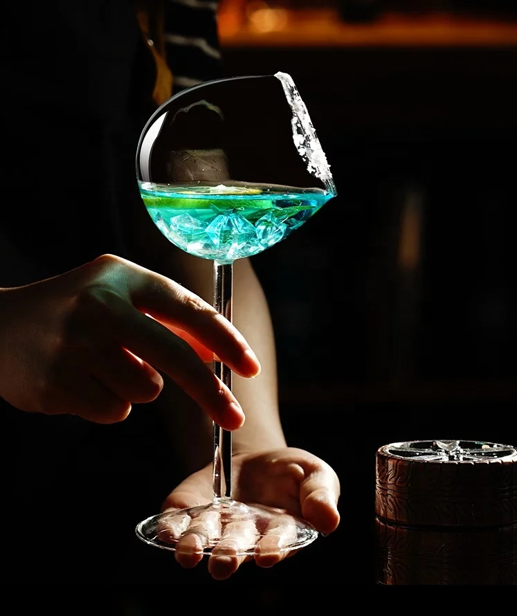 122 Ml Schrägter Langer Stiel-glas Rotwein-glas Weißwein-glas Handgeblasener Kristall-verkostungsglas Bevel Mund Champagnerklarer Becher