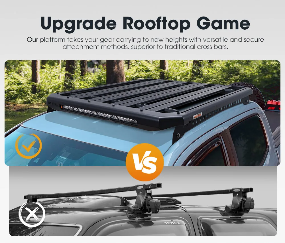 San Hima Universal Offroad Aluminum Roof Rack Platform In Built 28inch Led Light Bar For Ford