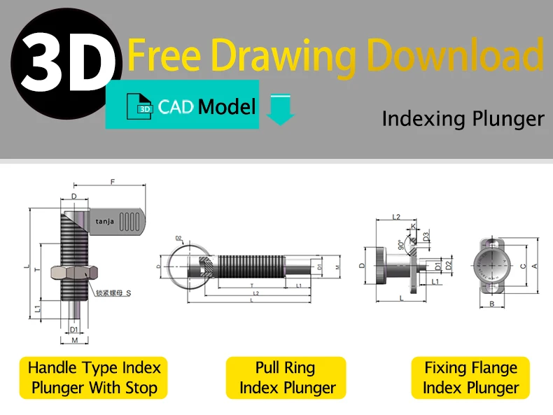 Factory Stainless Steel Handle Type Index Plunger With Stop Carbon ...