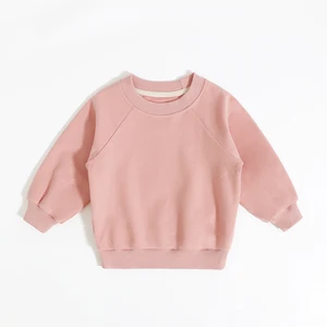 Custom Design Baby Private Label Solid Kids Clothes Jumper Long Sleeve Solid Cotton Sweatshirt Spring Children T-Shirt