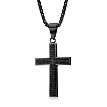 High Polished Stainless Steel Men's Cross Necklace Plated With 18k Gold ...