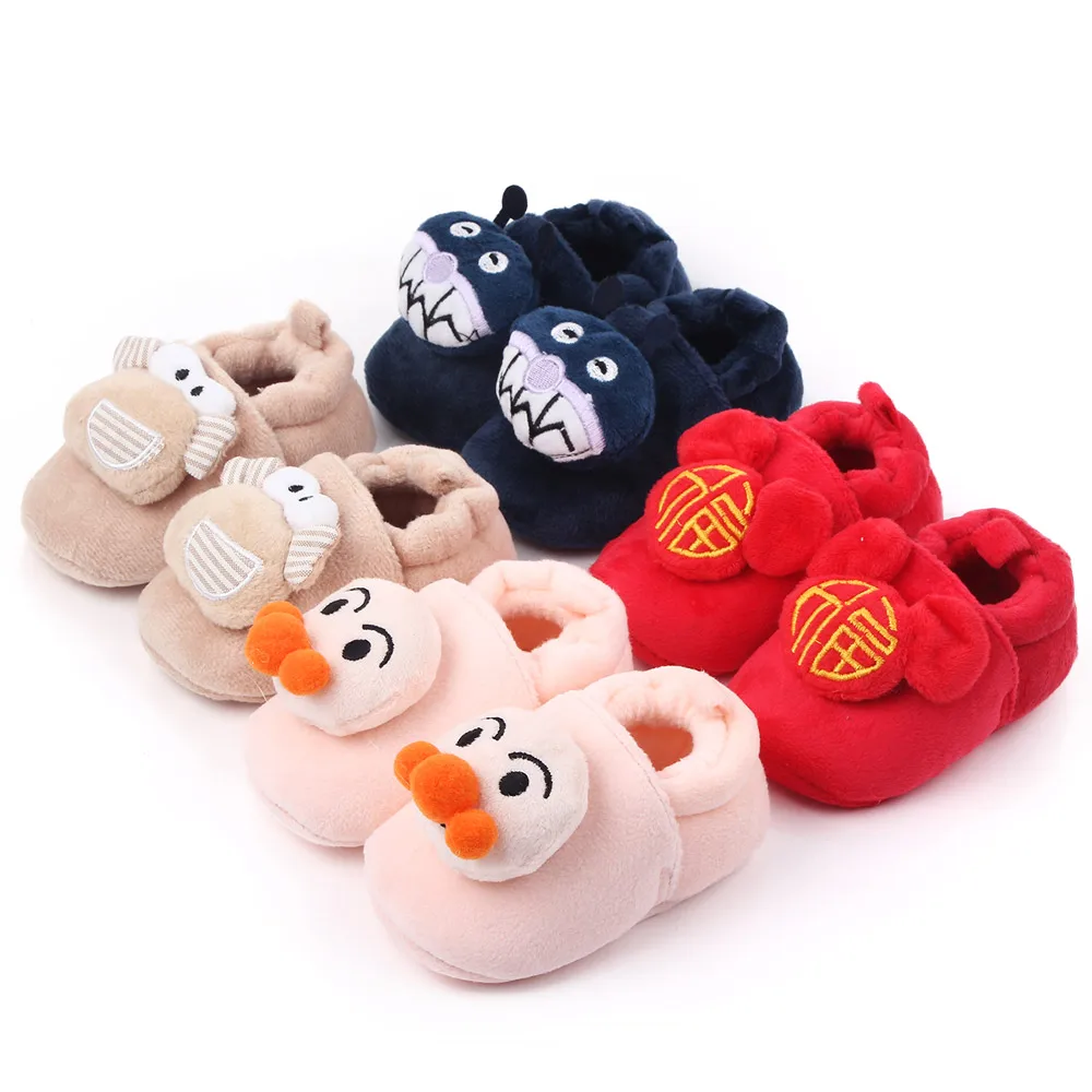 Cute cotton fabric 3D cartoon design soft baby shoes for boys and girls