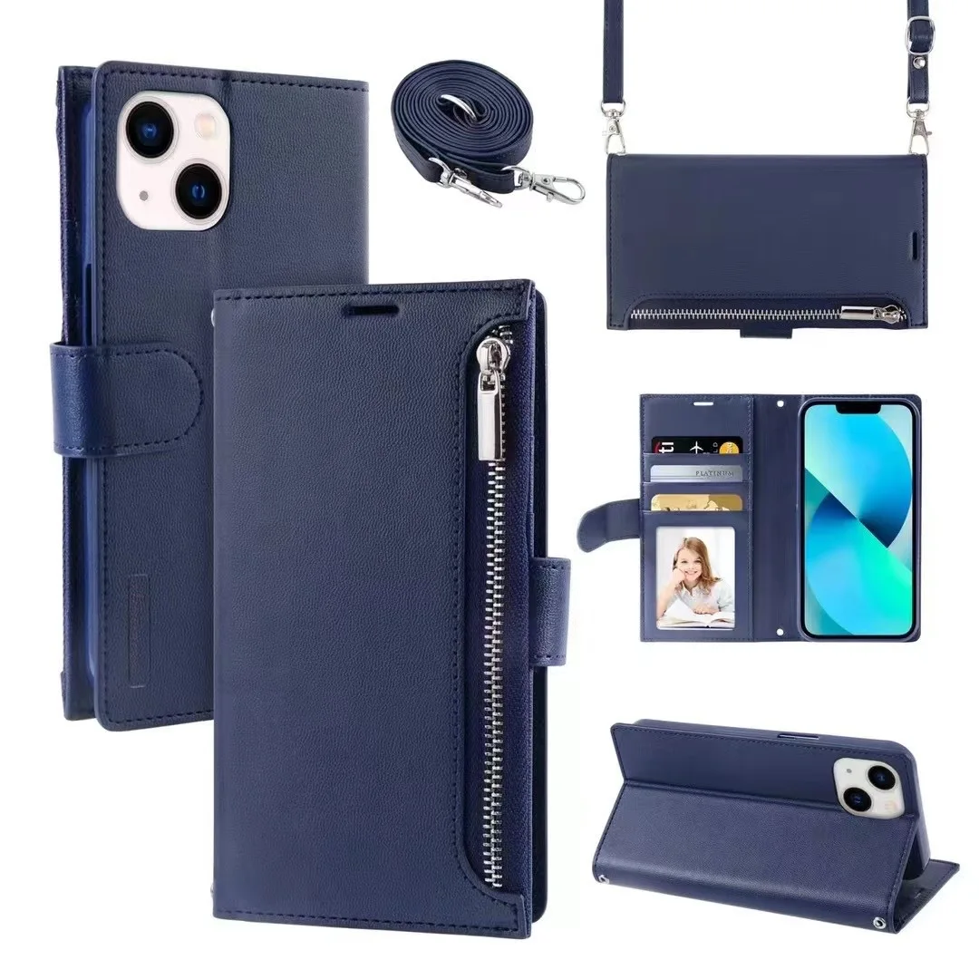 Laudtec Leather Wallet Case For iPhone 16 Pro Max Soft Touching With Strap Woman Crossbody Fashion Style Myc1251 supplier