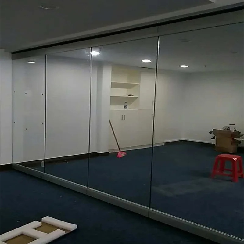 Aluminium Foldable Frameless Glass Partition Wall Movable for Office Dining Kitchen Warehouse Outdoor and School Usage