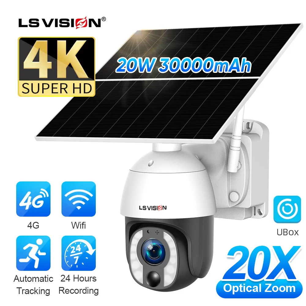 LS VISION 20X Zoom Solar Powered Wireless 4G Camera - Outdoor