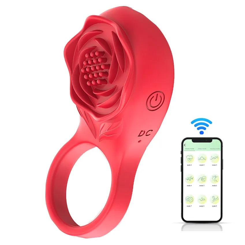 Couples vibrating ring with 9 vibration modes and LR44 button battery power