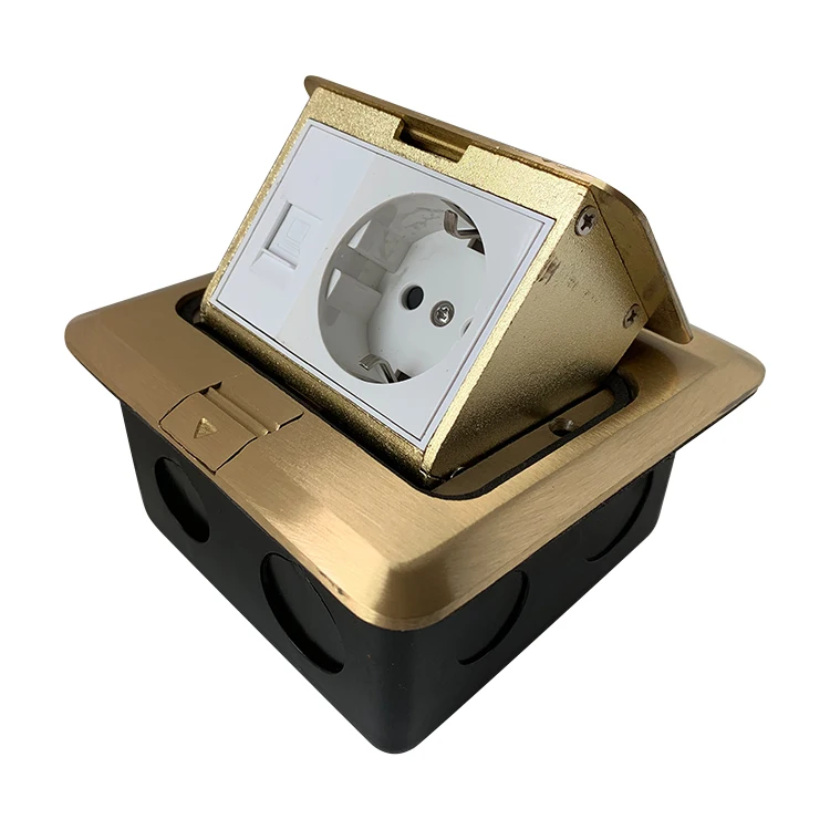 VNX Waterproof Flip Floor Socket 16a Socket With Data Invisible Flat Desktop Socket for TV Computer Phone HD Interface