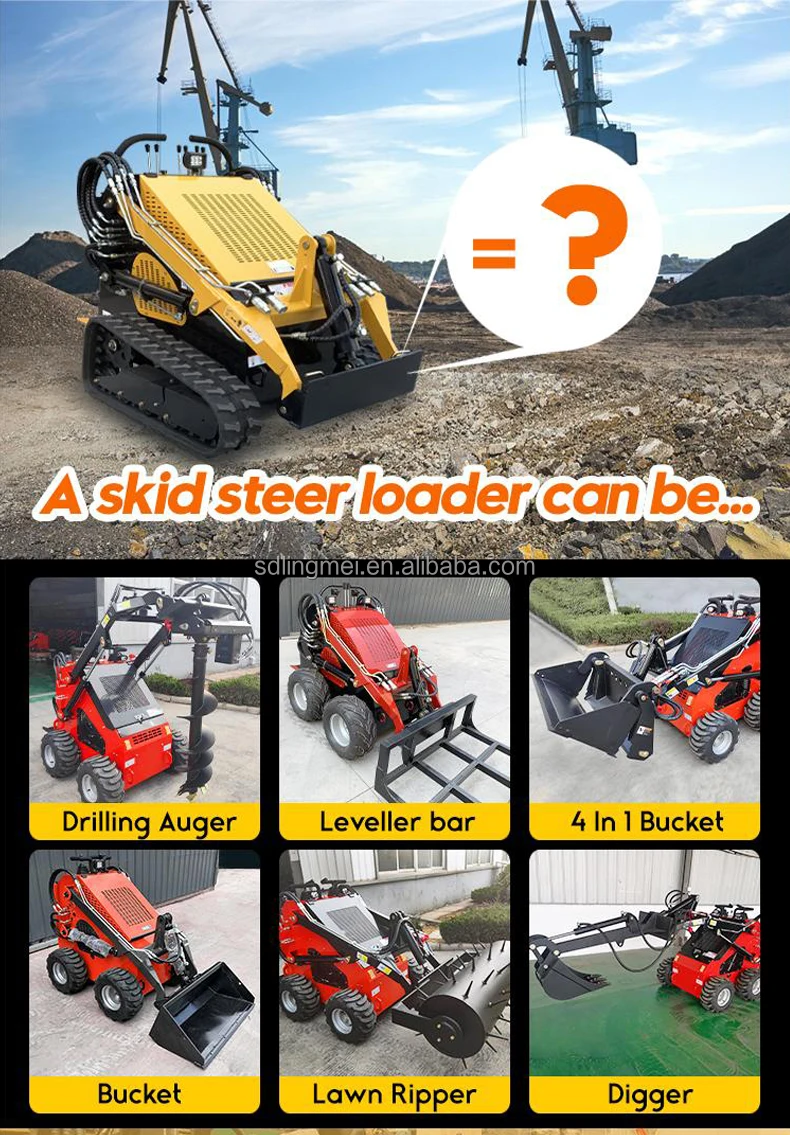 Small Cheap Skid Steer Diesel Loader With Bucket Different Attachment